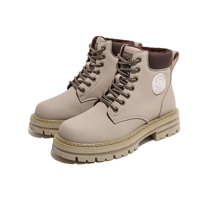 HUANQIU Short Mid Calf Martin Boot Unisex Sand-2