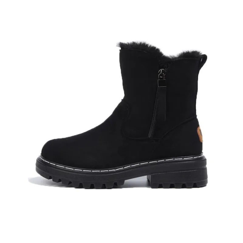 Warrior Warm Wear Resistant Height Increasing Slip Resistant Short Snow Boots Women's Black-0