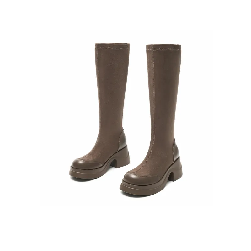 EBLAN Knee high Boots Women's Khaki-2