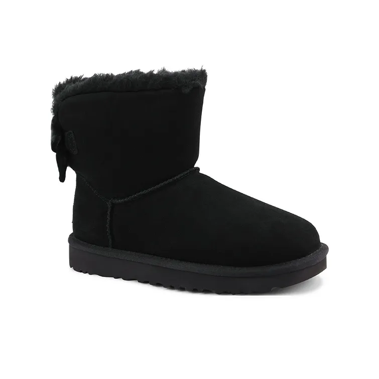 UGG Mini Bailey Bow Velvet Ribbon 2.0 Fleece Lined Black Women's-2