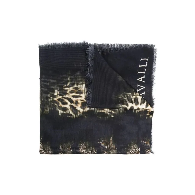 Roberto Cavalli Modal Knit Scarves Women's Black-0