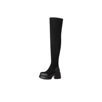 Moon Veil Over the knee Boots Women's Black