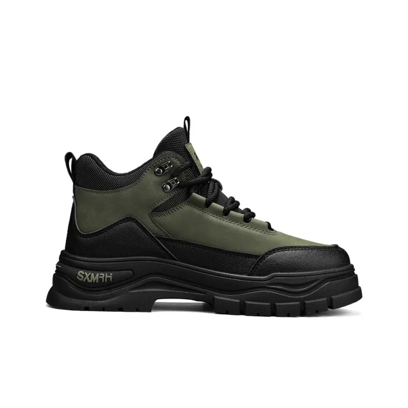 Binary Short Mid Calf Martin Boot Men's Black Green-1
