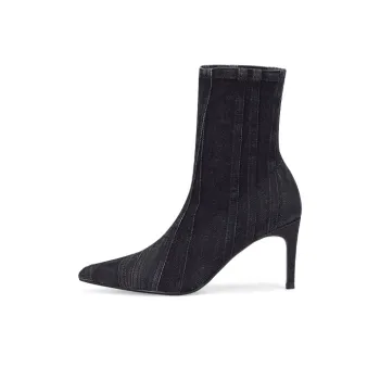 73Hours Denim Mood Ankle Boots 7.5cm Women's Black