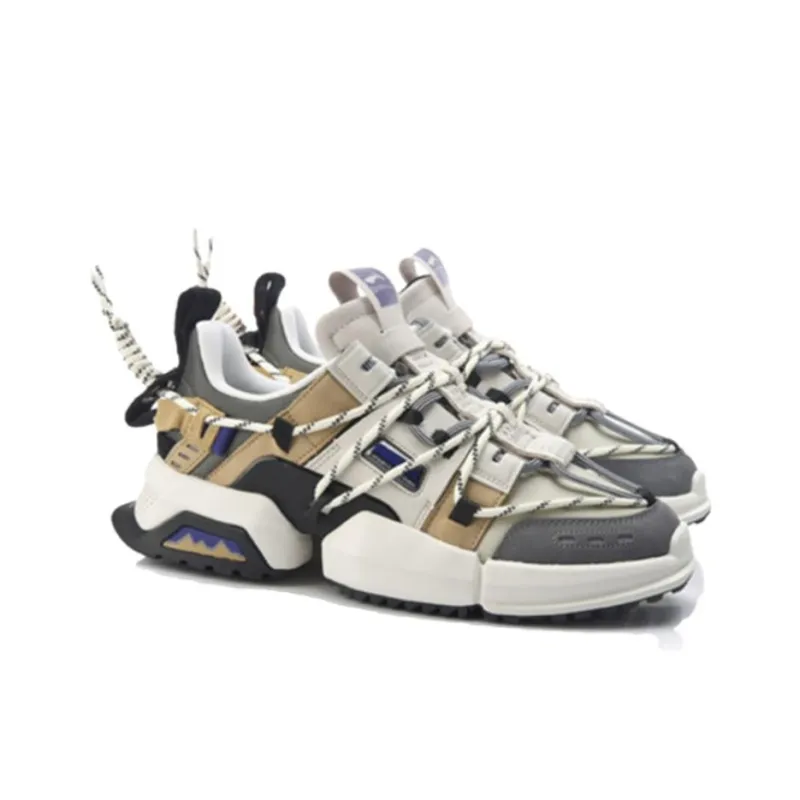 LiNing Cushioning Anti Slip And Wear Resistant Chunky Sneakers Men's Gray Brown-5