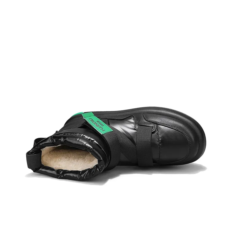 HUANQIU Short Snow Boots Men's Black Green-2