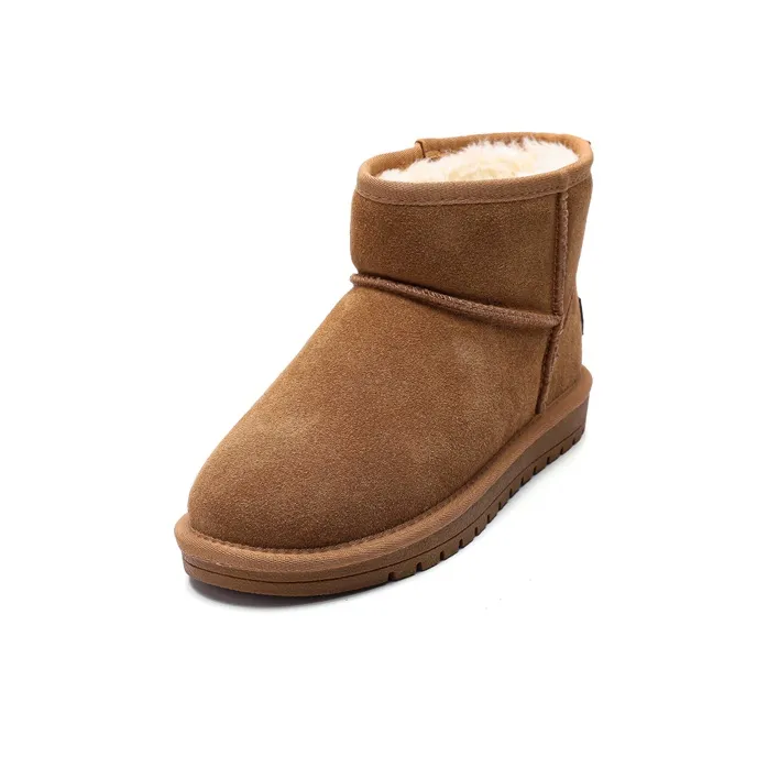 PAUL FRANK Wear Resistant Slip Resistant Warm Short Snow Boots Unisex Light Brown-1