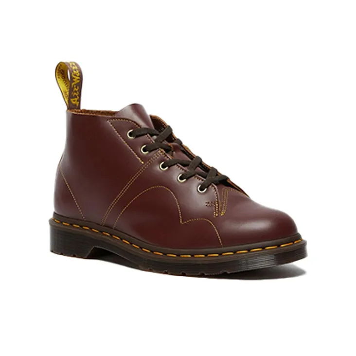 Dr.Martens Church Smooth Leather Monkey Boots Dark Red-2