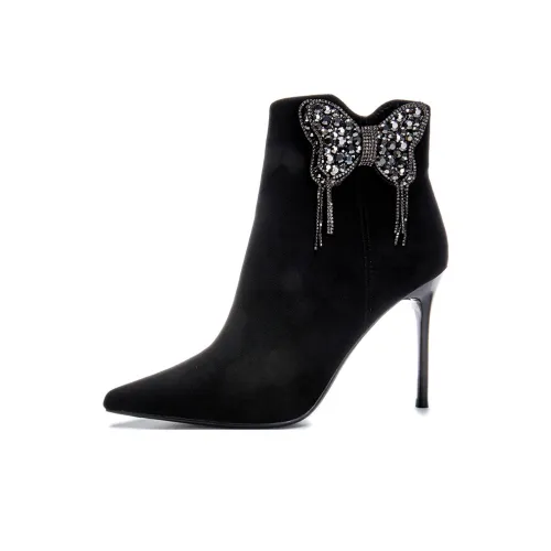 POOQ Ankle Boots 9CM Women's Black