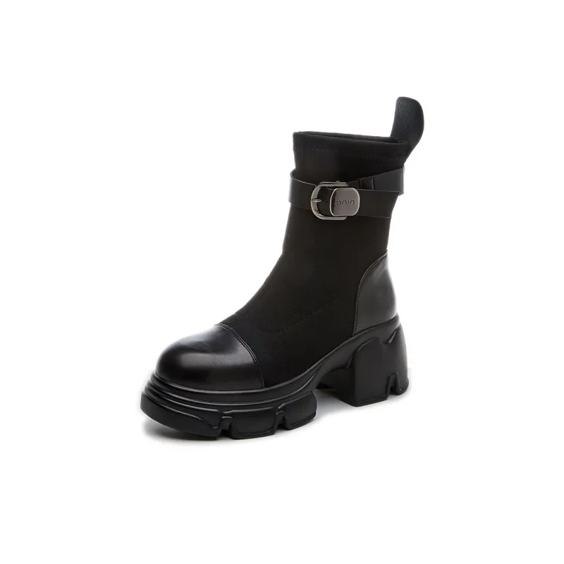 POOQ Ankle Boots Women's Black/Khaki-1