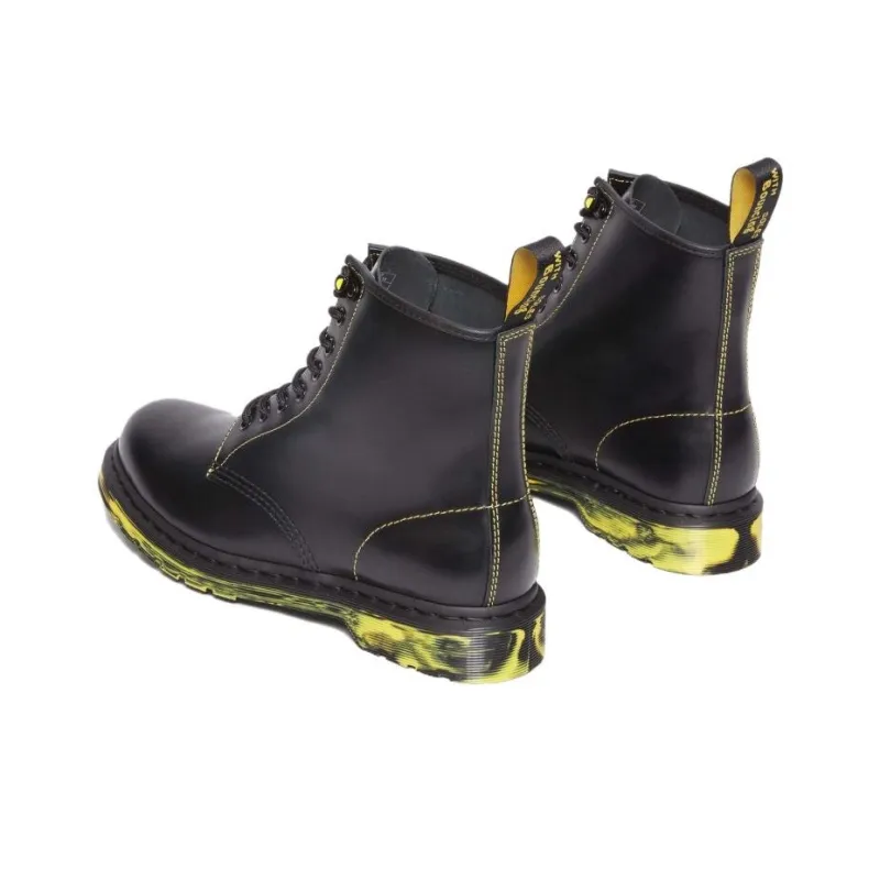 Dr.Martens 1460 Marbled Sole Smooth Leather Lace Up Boots 'Black'-3
