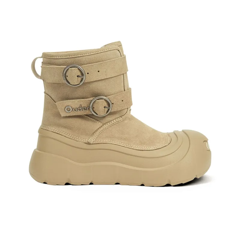 Ouder Snower Open Ended Smiley Collection Warm And Wear Resistant Crew Snow Boots Women's Khaki-1