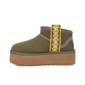 UGG Classic Ultra Mini Braid Platform Boot Burnt Olive Women's