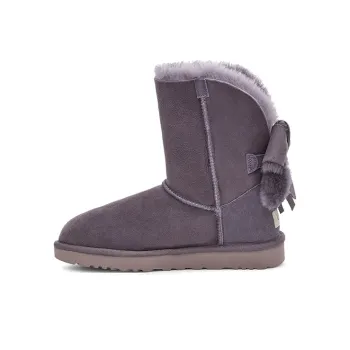 UGG Classic Short Cuffed Bow Fleece Lined Purple Gray Women's