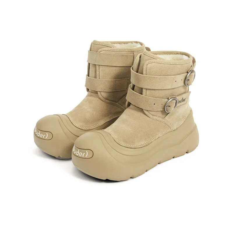 Ouder Snower Open Ended Smiley Collection Warm And Wear Resistant Crew Snow Boots Women's Khaki-2