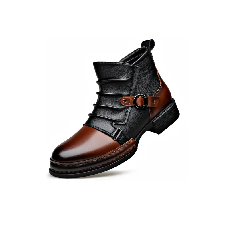 Xiwencha Ankle Boots Medium Heel Men's-12