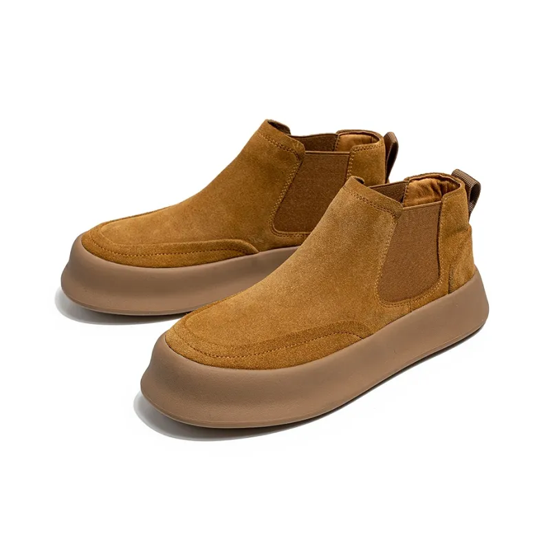 WEISHIBANGWEI Short Chelsea Boots Men's Brown-1