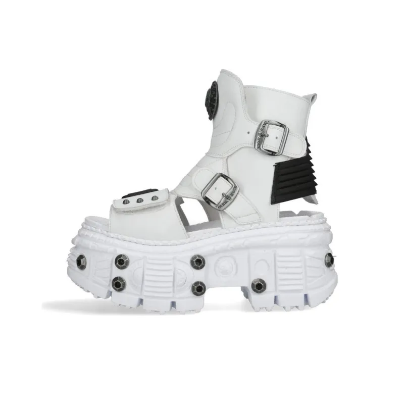 NEW ROCK Ankle Boots 10cm Unisex White-0