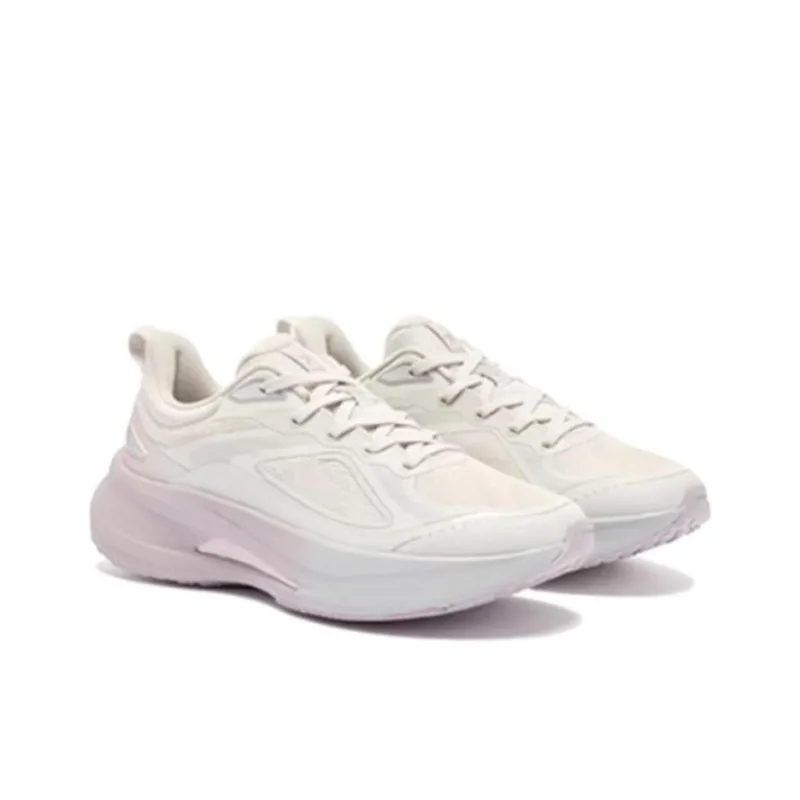 QIAODAN Anti Slip Wear Resistant Low Top Casual Running Shoes Women's White Pink-3