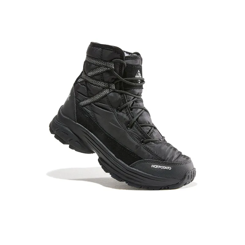 HOT POTATO Warm Wear Resistant Slip Resistant Coverage Short Snow Boots Unisex Black-2
