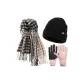 Scarf+Black Thermal Knitted Hat+Pink Glove