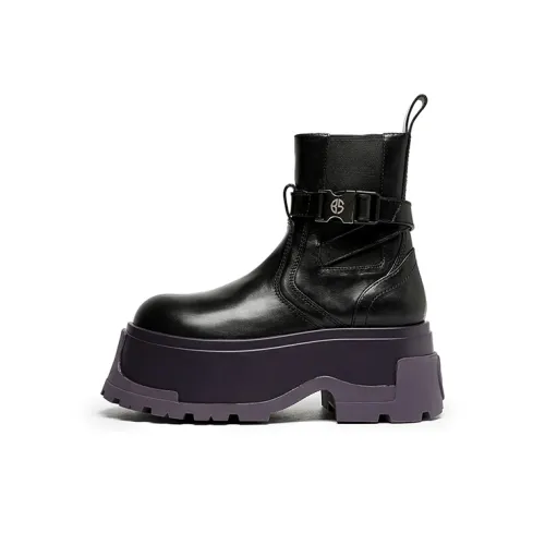 BLOCCO5 Buckle Decoration Height Increasing Short Chelsea Boots 6.5cm Women's