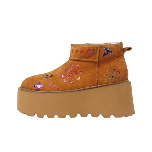 XIAOAJUE Thermal Abrasion Resistant Height Increasing Short Snow Boots Women's