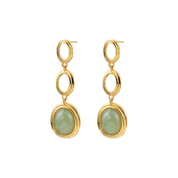 Xiaoyinjiang Hetian Jade Earrings Pale Greenish White Jade Women's