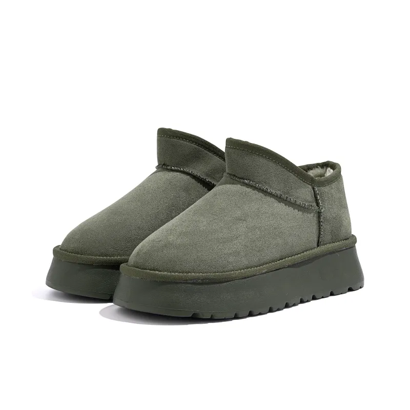 HUANQIU Warm Short Snow Boots Women's Green-3