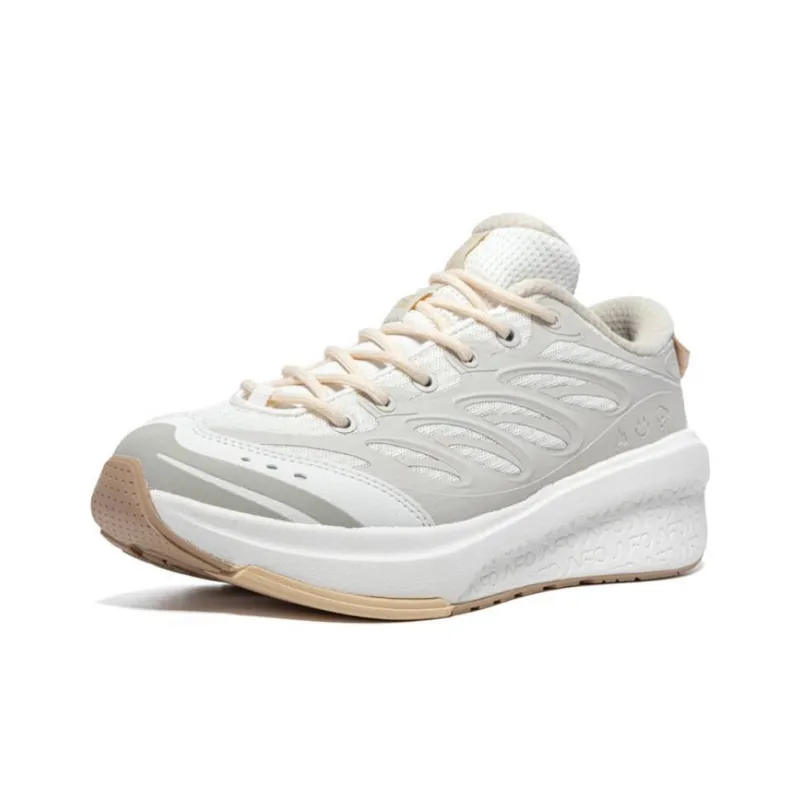 361° Type Anti Slip Wear Resistant Low Top Casual Running Shoes Women's White Beige-2