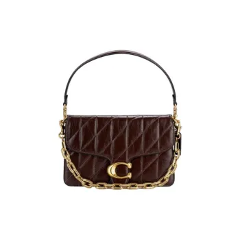 COACH Cow Leather Shoulder Bag Medium Size Women's Maple Leaf