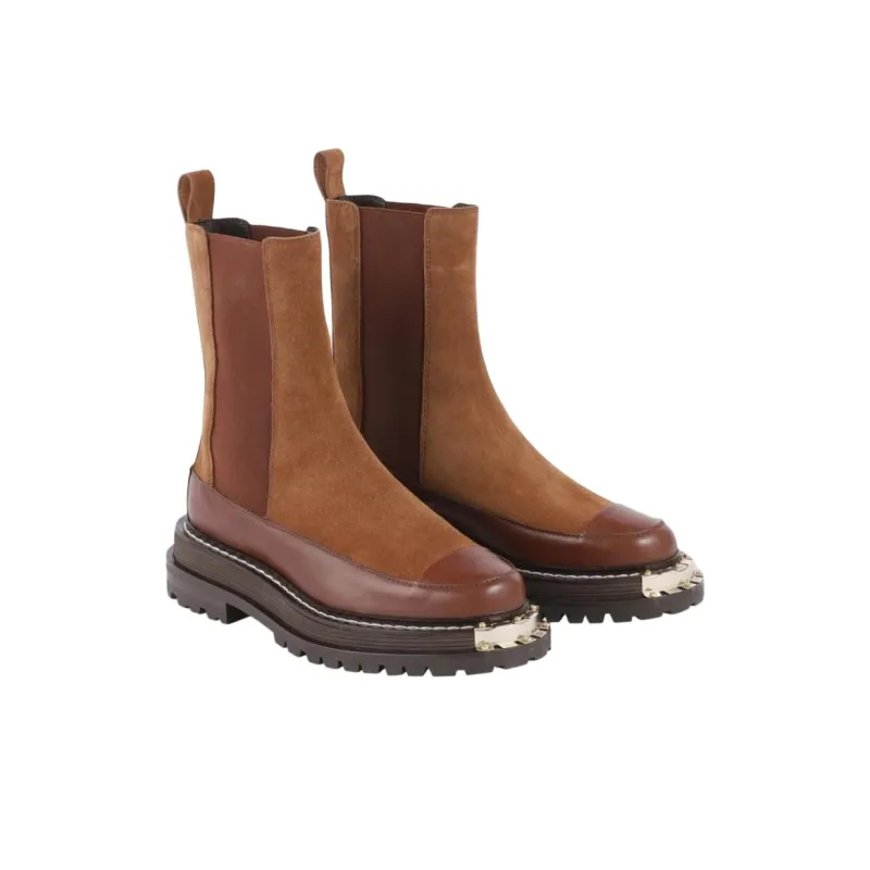 Sandro Short Chelsea Boots Women's Camel Brown-2