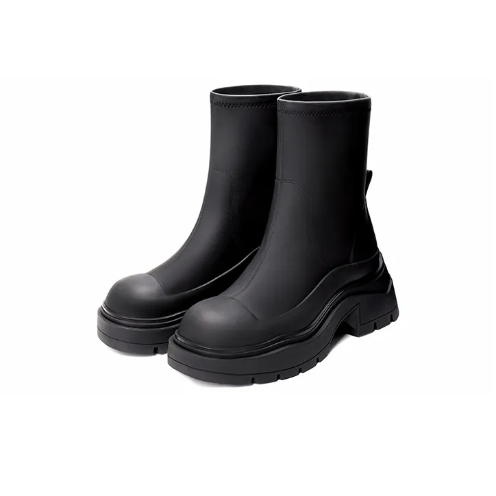 BREAD TREE Wild Whisper Ankle Boots 6cm High Heel Women's Cool Night Black-1