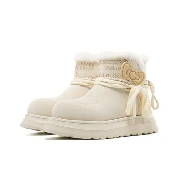 Sanrio x OLD ORDER Warm Water Resistant Height Increasing Crew Fashion Snow Boots Women's Milk White