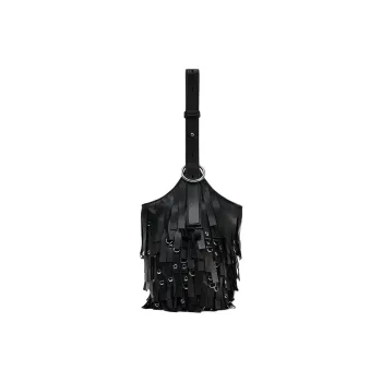 ZARA Sheepskin Bucket Bag Handbag Shoulder Bag Large Size Women's Black