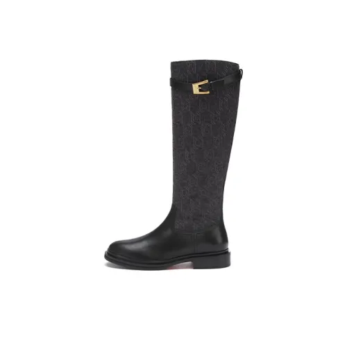 73Hours Chivalry Knee high Boots 3cm Women's Gray Black/Coffee