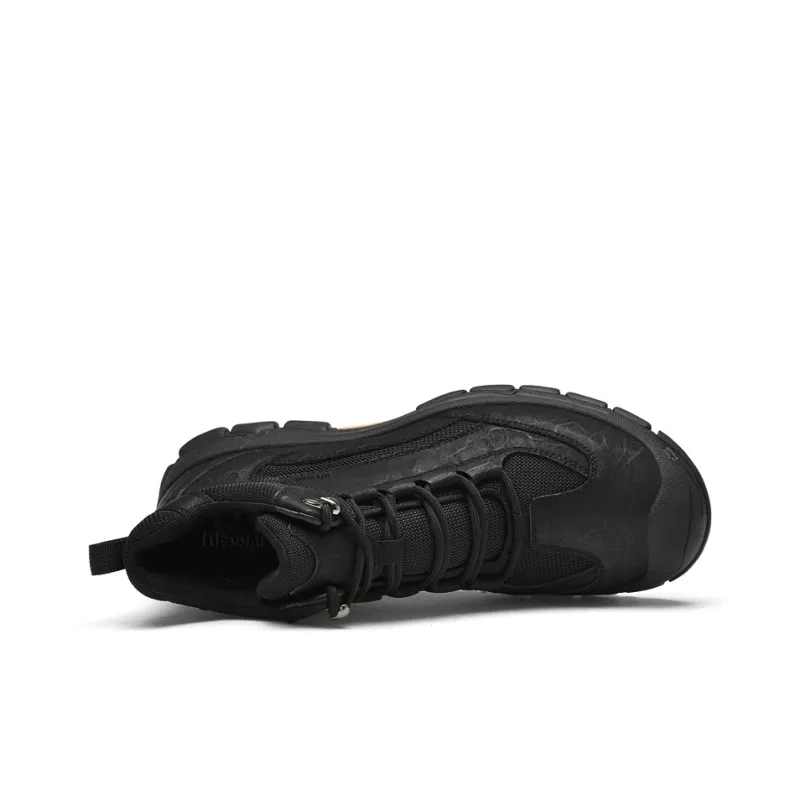 Wen Nai Wear Resistant Cushioning Height Increasing Slip Resistant Short Outdoor Boots Men's Black-4