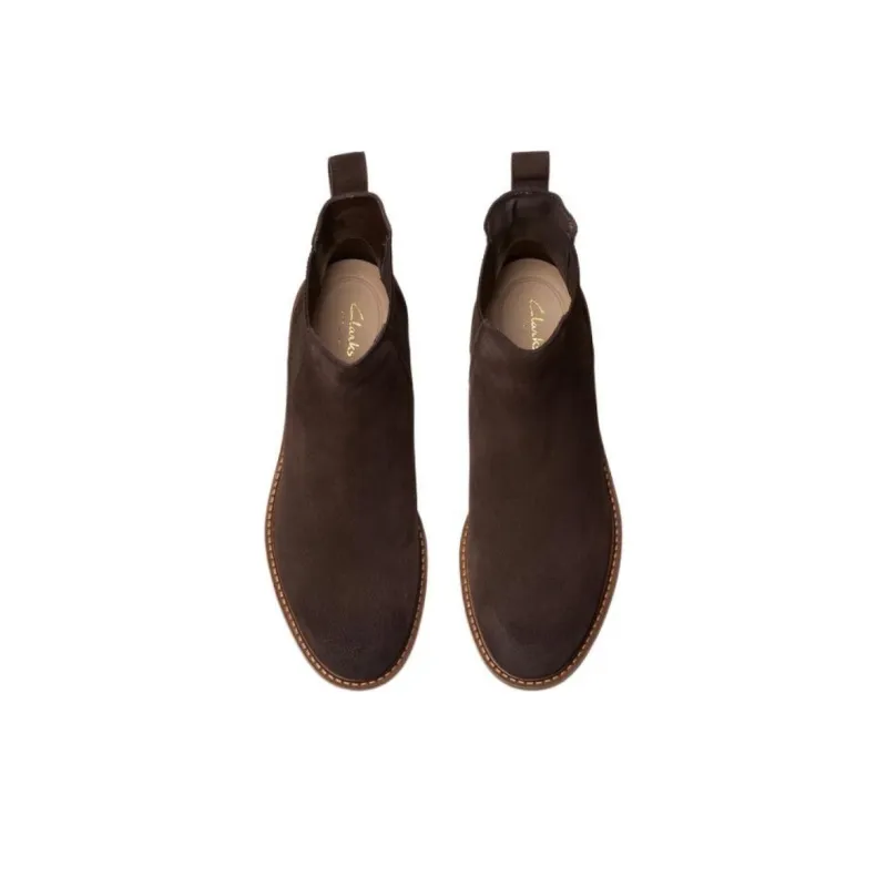 Clarks Short Chelsea Boots Women's Dark Brown-3