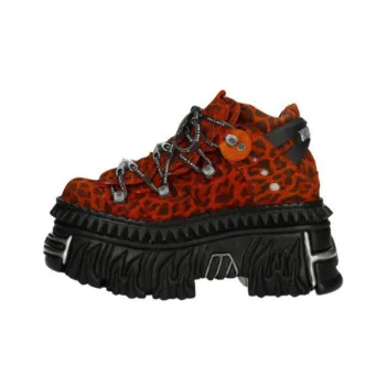 NEW ROCK Ankle Boots 7cm Unisex Red