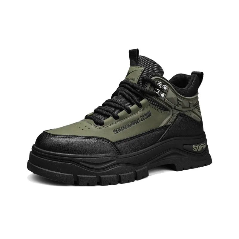 Binary Short Mid Calf Martin Boot Men's Black Green-2