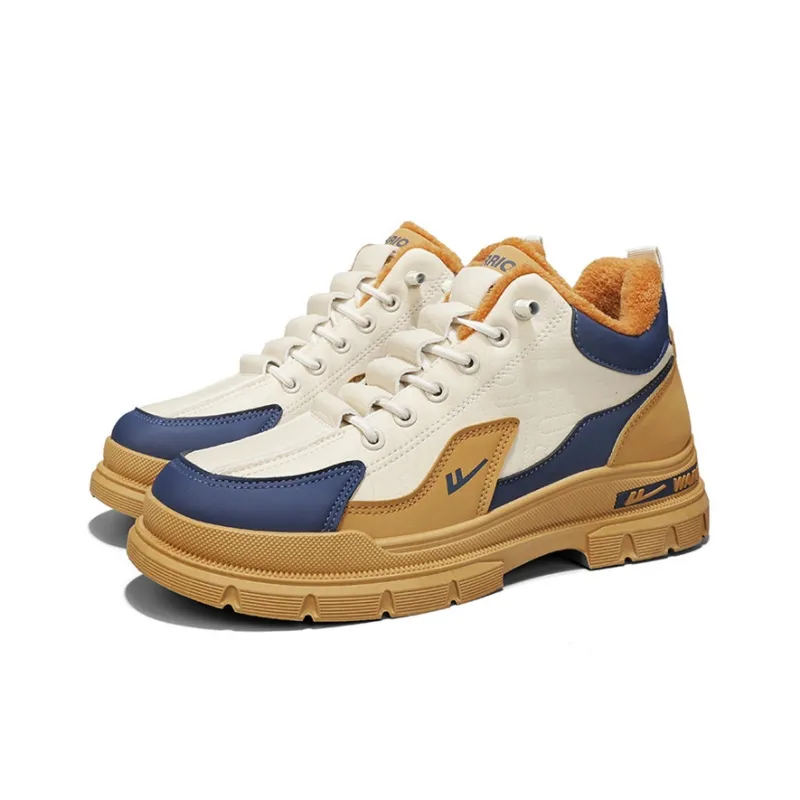Warrior Warm Snow Boots Men's Beige Yellow Dark Blue-2