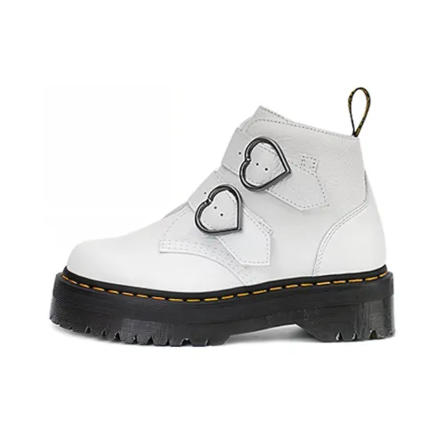 Dr.Martens Devon Heart Leather Platform Boots 'White' Women's