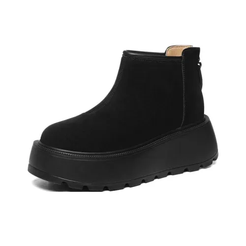 Golden Silk Rabbit Ankle Boots Women's