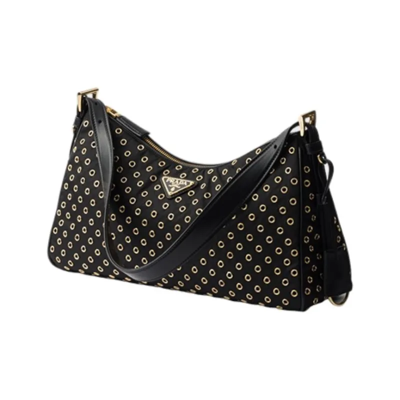 PRADA Nylon Handbag Shoulder Bag Large Size Women's Black-1
