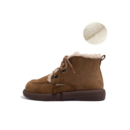 HUANQIU Crew Snow Boots Women's Dark Brown