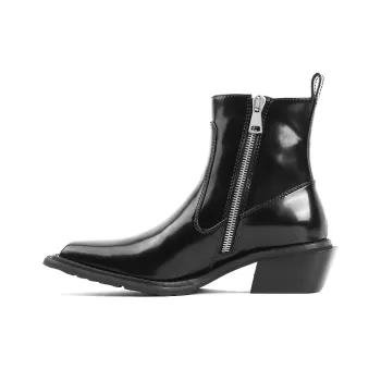 Untitlab #13 Hitch Boots Shiny Black Ankle Boots Unisex Black