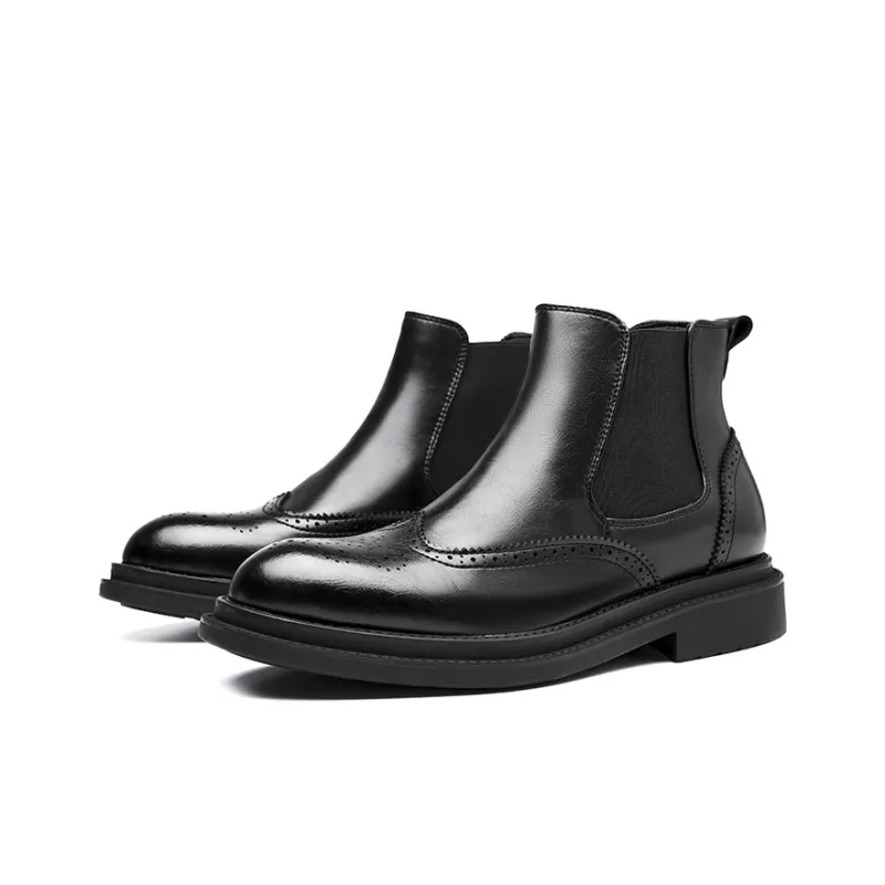 WEISHIBANGWEI Crew Chelsea Boots Men's Black-2