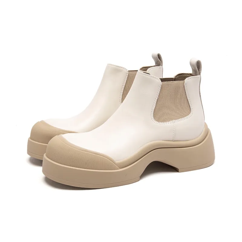 Anthony Miles Short Chelsea Boots Women's Ecru-1