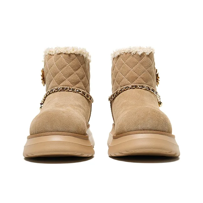 ZHAOTAIYANGLIANMING x OLD ORDER Warm Height Increasing Slip Resistant Short Snow Boots Unisex Brown-2