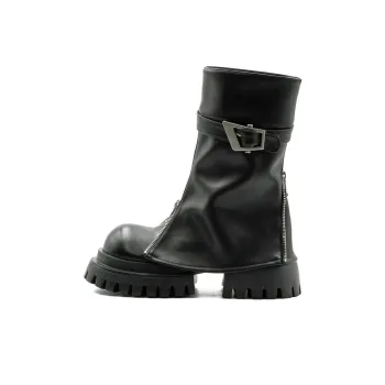Little Sue Trendy Versatile Fashion, British Style, Chunky Derby Foldover Boots Fleece Lined Ankle Boots Women's